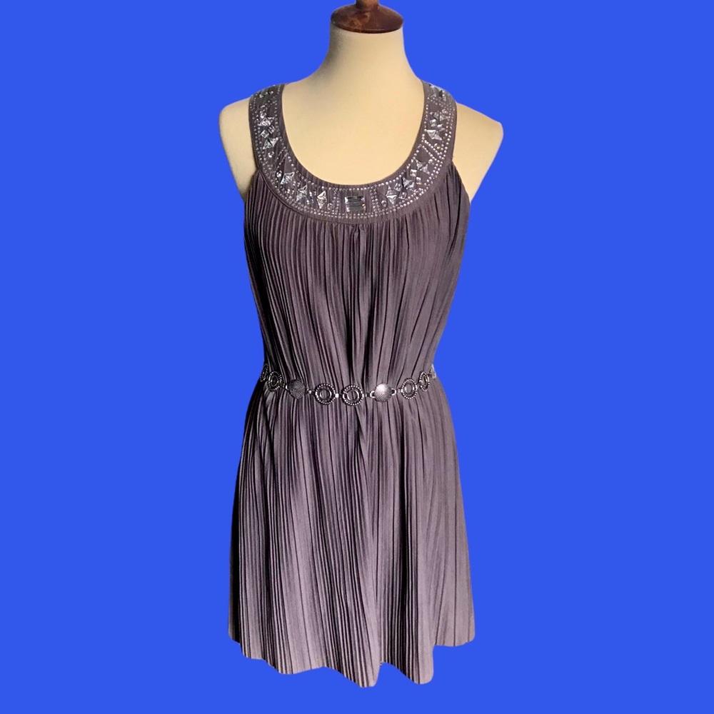 Bik Bok great tiny-pleat dress with sparkle neckline